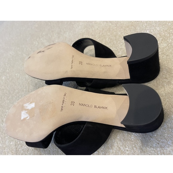 Manolo Blahnik Titubanew Suede Buckle Slide Sandals - Picture 7 of 7